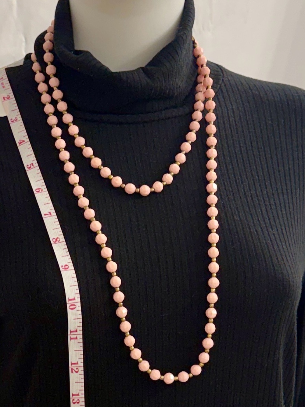 Vintage Pink Beaded Necklaces Set of 2 Long Layering Gold Tone - Picture 5 of 8